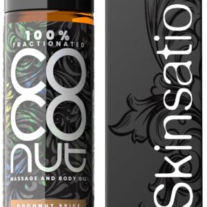 Skinsations - Scented Body Oil - Coconut Spice - 100% Fractionated COCONUT Oil - Fragrance Oil for Skin, After Shower Body Oil for Women and Men, Body Moisturizer, Bath Oil, Hydrating Massage Oil