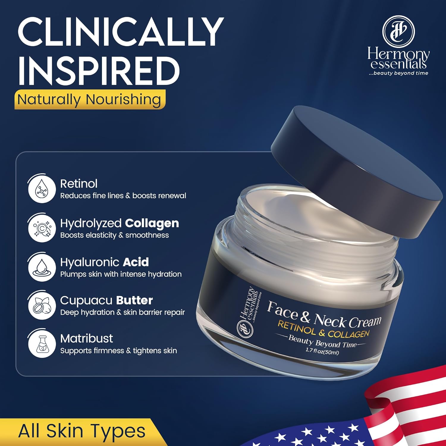 Neck Firming Cream with Collagen, Retinol & Hyaluronic Acid – Radiant Renewal Trio – Anti-Aging Neck & Décolleté Cream for Lifting, Tightening, and Wrinkle Reduction – 1.7 oz - Image 6
