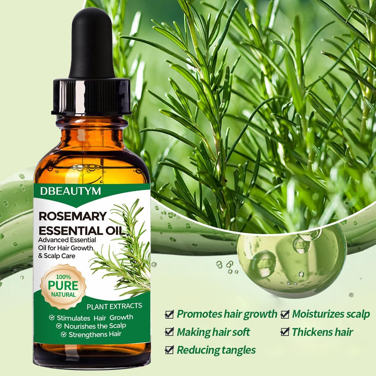 Collagen Hair Treatment Hair Mask & Rosemary Hair Growth Oil,Deep Conditioner Hydrating Hair Mask for Dry Damaged Hair,Hair Growth Oil for Hair Loss,Natural Hair Regrowth Treatment for Men and Women - Image 5