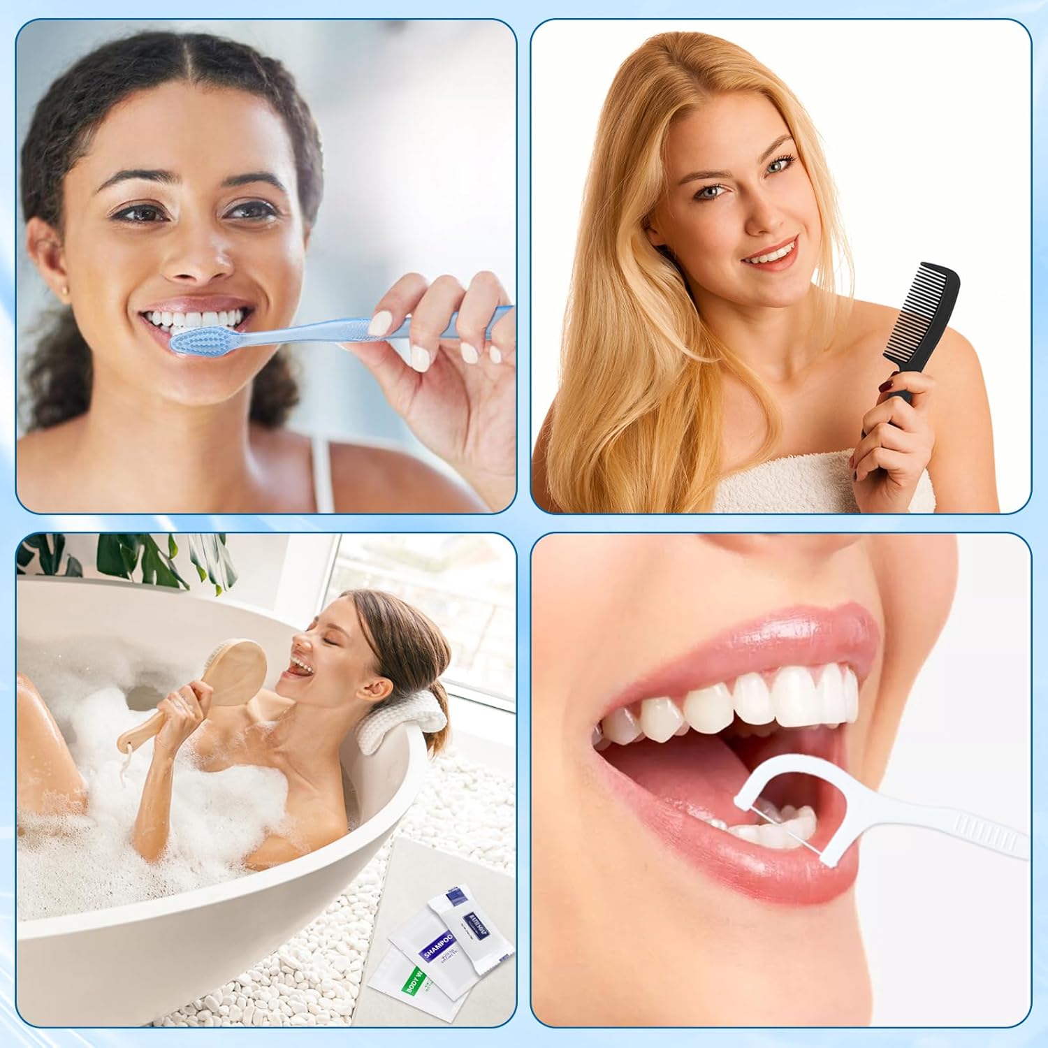 25 Piece Personal Hygiene Kit with Toothbrushes, Toothpaste, Soap, Shampoo, Floss Picks - Image 5