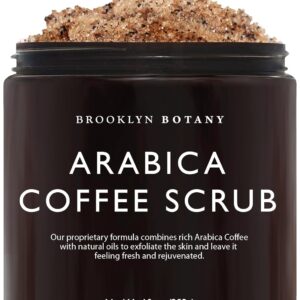 Brooklyn Botany Dead Sea Salt and Arabica Coffee Body Scrub 10 oz - Moisturizing and Exfoliating Body, Face, Hand, Foot Scrub - Fights Stretch Marks, Fine Lines, Wrinkles - Great Gifts for Women & Men