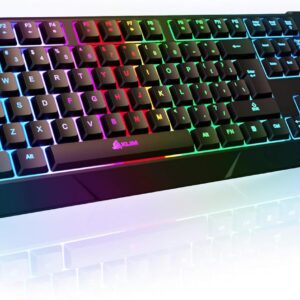 KLIM Chroma Wireless Gaming Keyboard RGB – Backlit Keyboard with Rechargeable Battery – Quiet, Water-Resistant, Ergonomic Design – Teclado Gamer for PC, PS5, PS4, Mac – Black