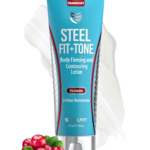 SteelFit Firming Body Lotion - Contouring & Skin Tightening Cream for Body - Firm & Tone Cellulite Remover for Legs Belly & Saggy Skin - Nourishing & Soothing with Shea & Cocoa Butter - Iced Cranberry