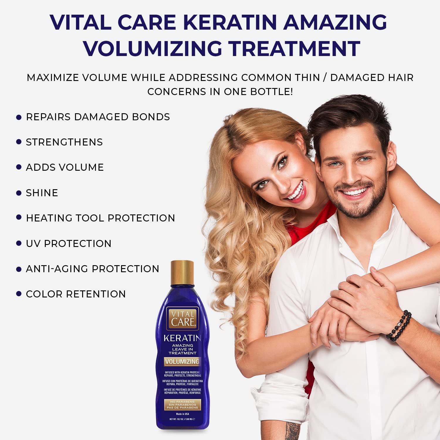 Vital Care Keratin Amazing Volumizing Treatment - Gentle Keratin Complex Hair Treatment is Non-Stripping for Daily Use, Hydrating & Repairing - Abyssinian, Avocado & Sunflower Seed Oil - Image 2