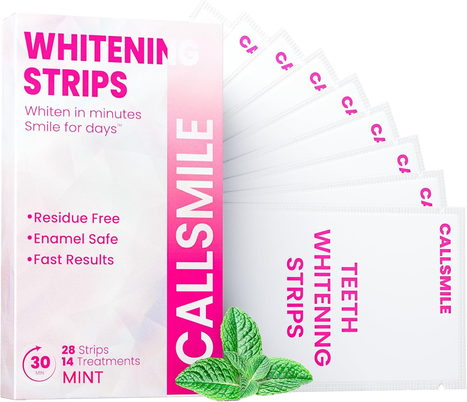 Teeth Whitening Strips - 14 Treatments Enamel Safe, Professional Teeth Whitening with Non-Slip Dry Strip Technology, Deep Stains Removal, No Sensitivity, Mint