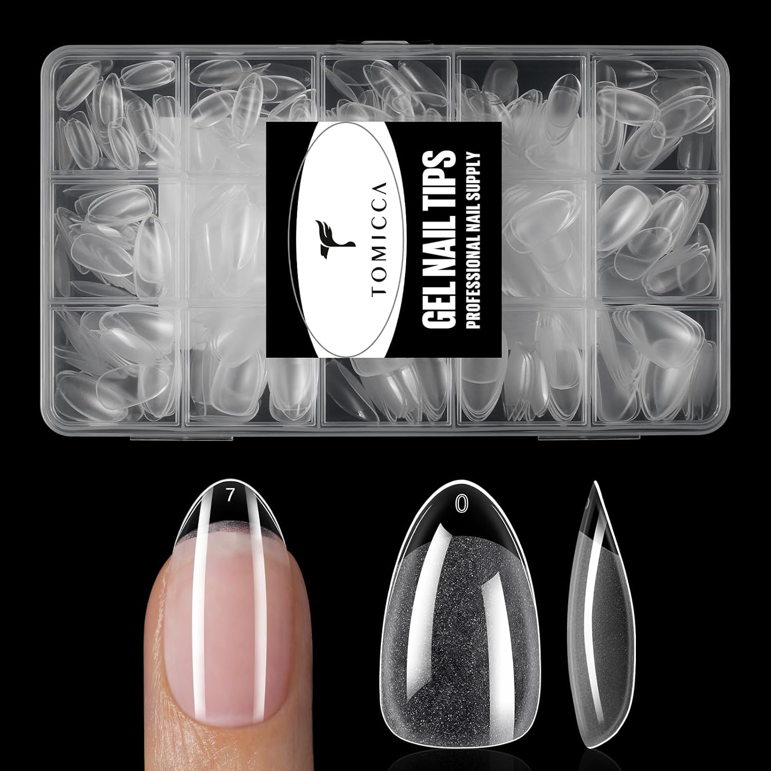 TOMICCA 240PCS Short Almond Clear Acrylic Nail Tips Kit 15 Sizes for Home DIY Manicure - Image 9