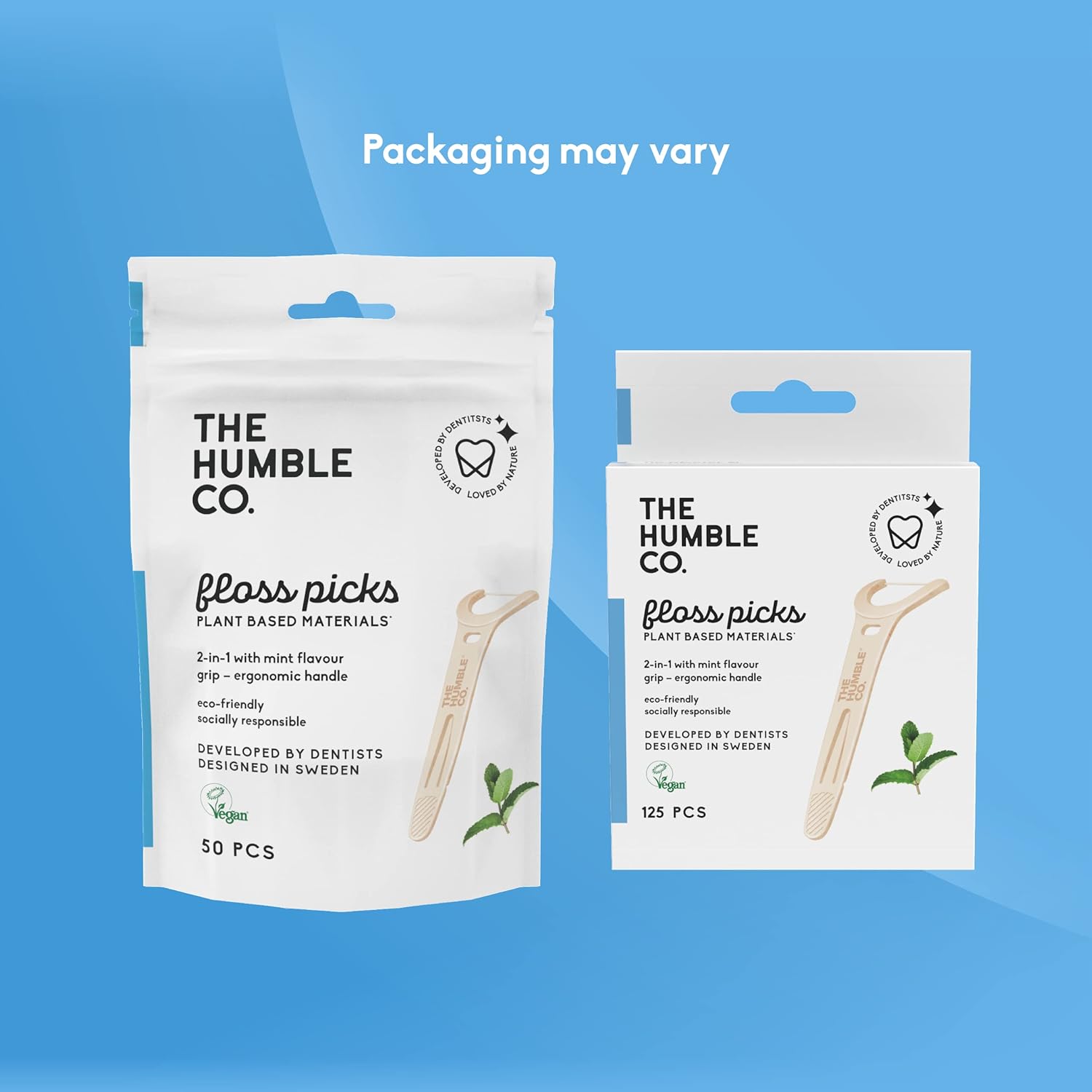 The Humble Co. Mint Floss Picks 200 Count Plant Based with Grip Handle for Dental Care - Image 5