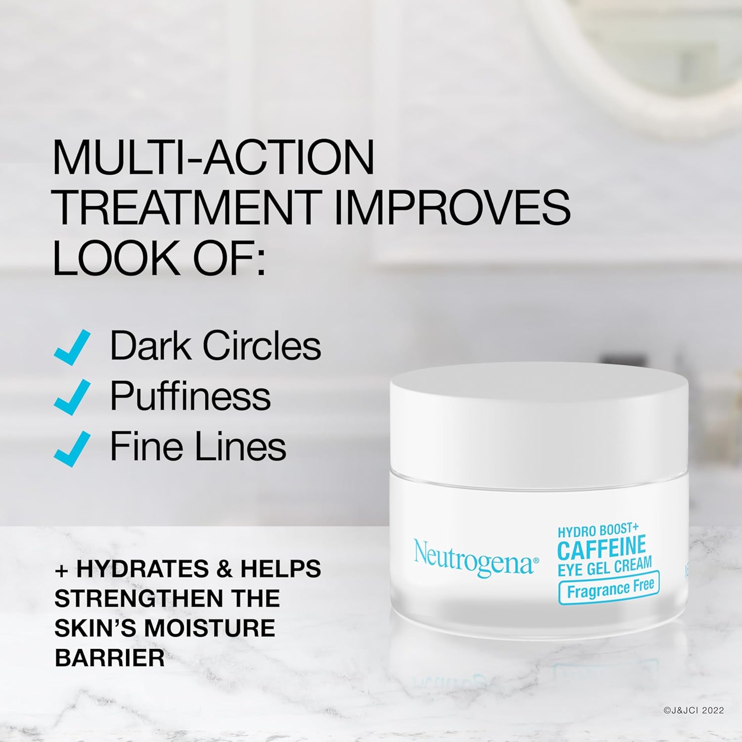 Neutrogena Hydro Boost + Eye Cream for Dark Circles & Puffiness, Under Eye Cream with Caffeine, Hyaluronic Acid and Peptides, Fragrance Free, 0.5 oz - Image 4