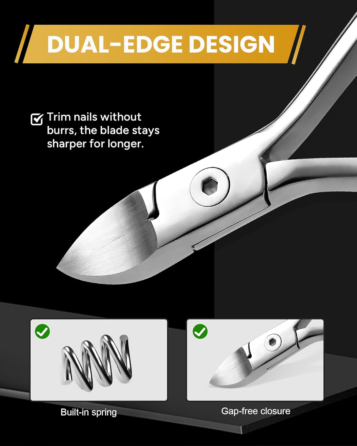 Toenail Clippers, Professional Ingrown Nail Clippers for Men Women& Seniors, Toenail Clippers for Thick Toenails, Premium Quality Stainless Steel Nail Clippers with Super Sharp Curved Blades - Image 2