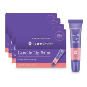Lansinoh Lanolin Lip Balm, Moisturizing Lip Care,0.25 Ounce (Pack of 4)