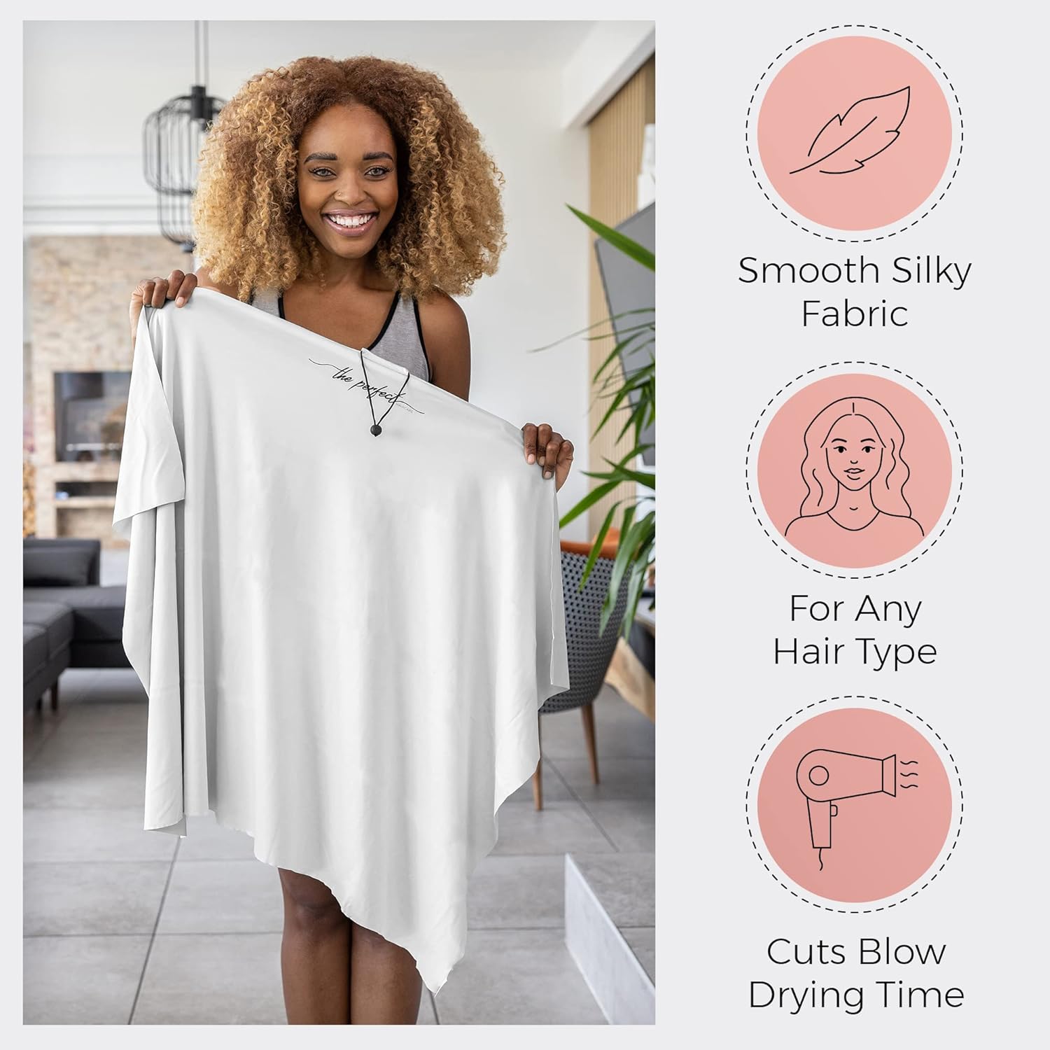 THE PERFECT HAIRCARE Microfiber Hair Towel Wrap for Women - Absorbent Quick Drying Turban for Wet, Curly, and Long Hair for Women, Girls, and Kids - Anti Frizz White - Image 6