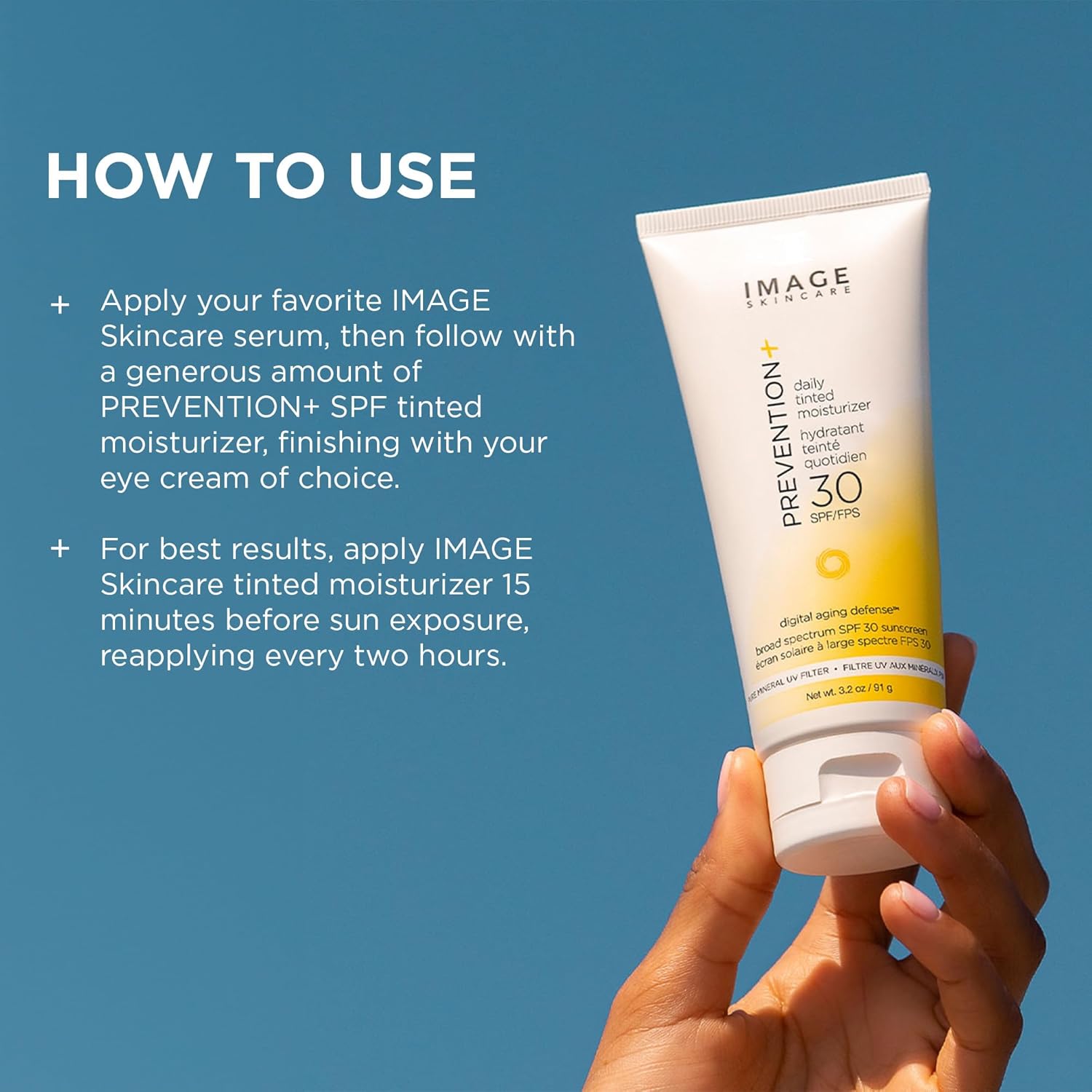 IMAGE Skincare Prevention+ Daily Tinted Moisturizer SPF 30 Sunscreen 3.2oz Natural Finish No White Cast - Image 5