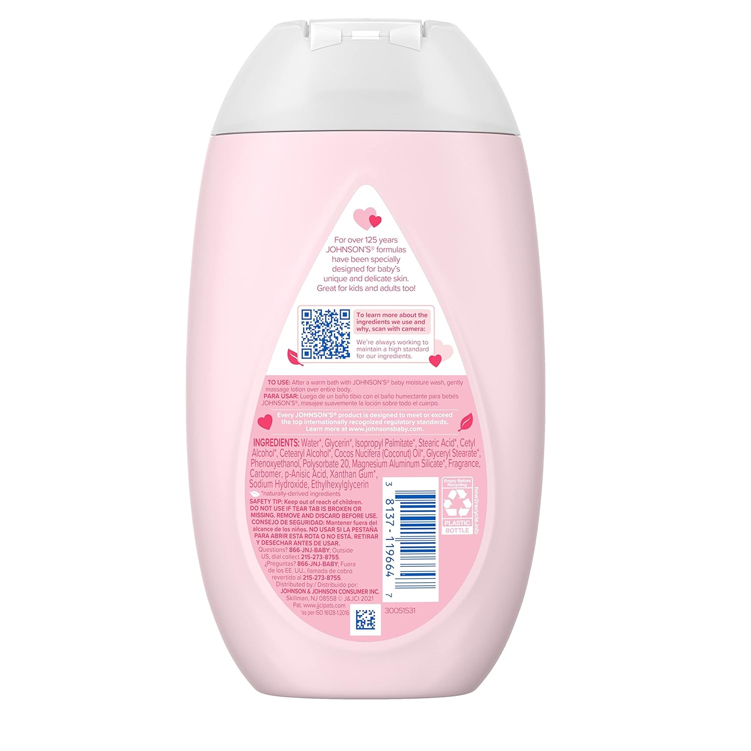 Johnson's Moisturizing Mild Pink Baby Lotion with Coconut Oil for Delicate Baby Skin, Dye-Free, Hypoallergenic & Dermatologist-Tested, Baby Skin Care, 13.6 fl. oz - Image 8