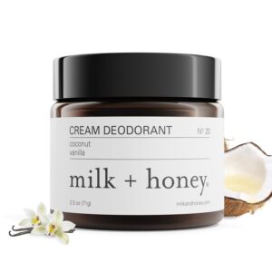 milk + honey Cream Deodorant No. 20, Aluminum Free Deodorant with Coconut and Vanilla, Natural for Men and Women, for All Skin Types, 2.5 Oz