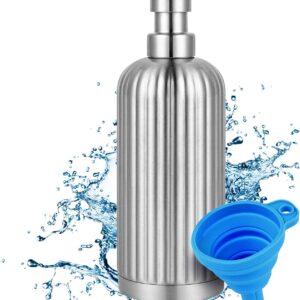 Countertop Soap Dispenser - Rust-Proof Roman Column Shaped Stainless Steel Bottle with Pump for Bathroom and Kitchen - 18 oz Brushed Nickel Liquid and Lotion Dish Soap Dispenser