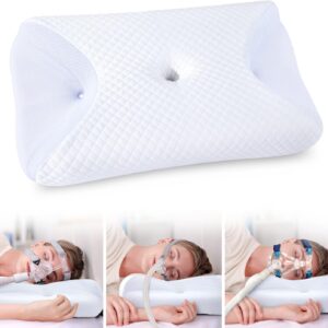HOMCA CPAP Pillow for Side Sleeping, CPAP Nasal Pillows for All CPAP Masks Users to Reduce Air Leaks & Masks Pressure, Neck Support Pillows for Sleeping for Neck Pain Relief
