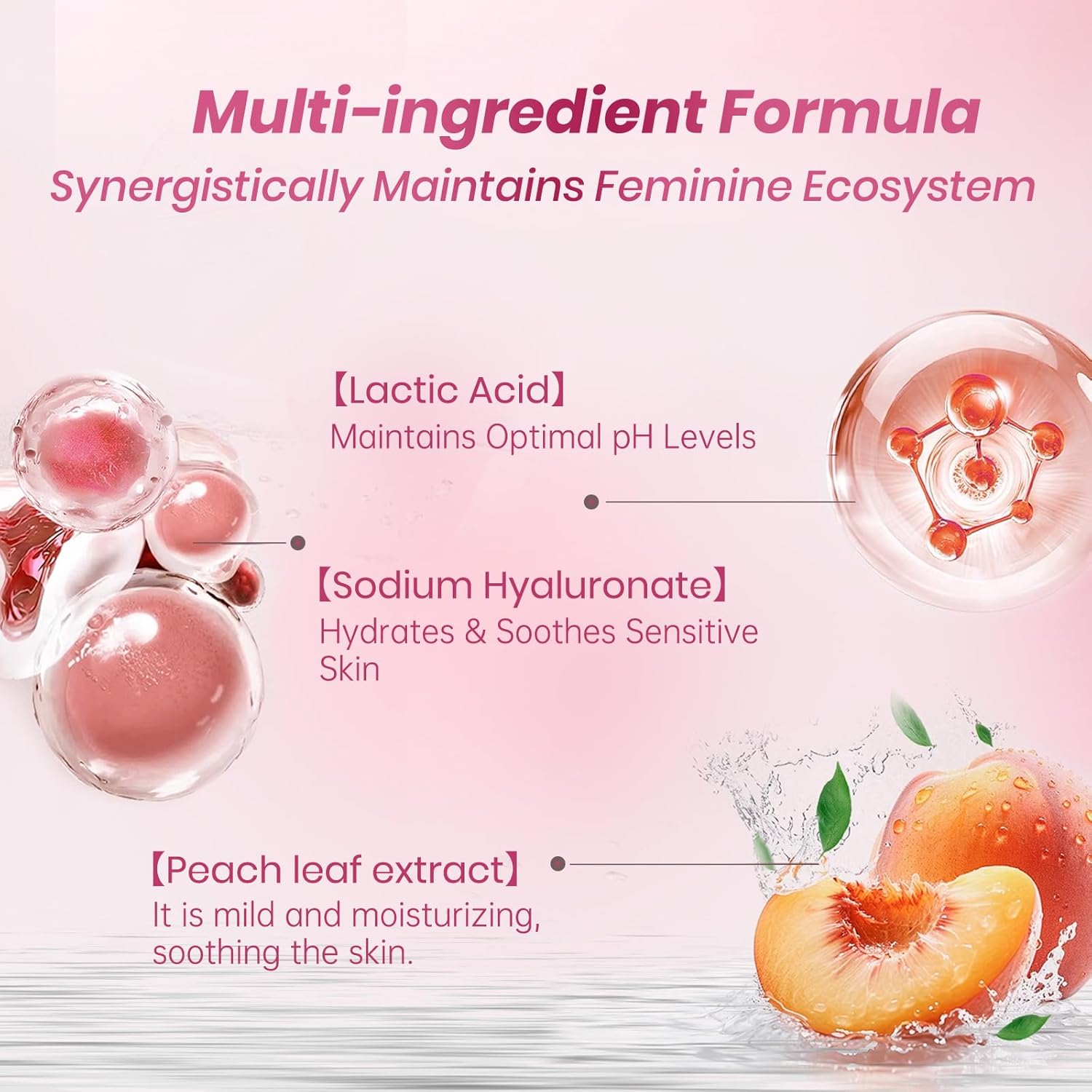 FuYanJie Peach Leaf Feminine Wash For intimate area Hygiene and Itchy, pH Balanced Body Wash with Lactic Acid For Sensitive Skin, Gentle Hydration, Odor Neutralization & Daily Hygiene, 220ml/7.44oz - Image 5