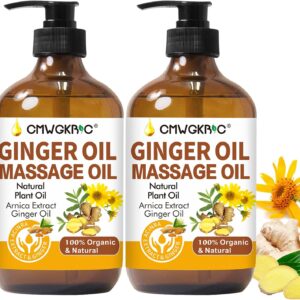 2 Pack Ginger Oil Lymphatic Drainage Massage,Belly Drainage Ginger Oil-Warming Tired Sore Muscle Ginger Massage Oils With Natural Arnica Extract,Grapeseed Oil,Vitamin E Massage Oil for Massage Therapy