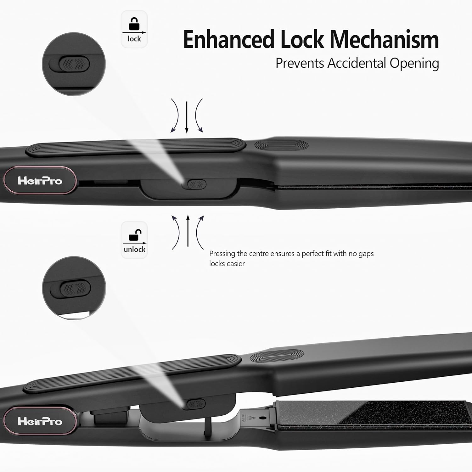 1.5 Inch Ceramic Hair Straightener Flat Iron 3D Floating Plate 15 Heat Settings LCD Display Dual Voltage - Image 7