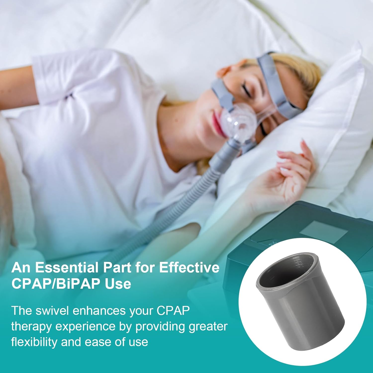 Swivel for CPAP Mask, Compatible with Eson Nasal and Simplus Full Face CPAP Masks, 360 Degree Swivel Connector for Enhanced Comfort, Reduces Tube Tangling & Air Leaks - Image 7