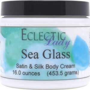 Eclectic Lady Sea Glass Satin and Silk Cream, Body Cream, Body Lotion, 16 oz - Shea Butter, Aloe, Silk Amino Acids, Vitamin E, Phthalate-Free, Handcrafted in USA - Perfect For Women