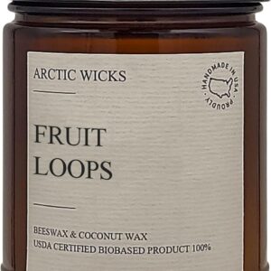 Fruit Loops Candle - Arctic Wicks Coconut & Beeswax Non-Toxic Candles, Clean Burning, USDA Biobased Certified, Citrus Fruit Scented Cereal Candles, Scented Like Your Favorite Breakfast Cereal