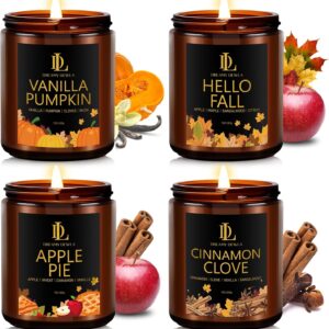 Winter Candle Set, Candles for Home Scented, 4 Pack Soy Candle, Holiday Gift for Women Men, Winter Scents of Cinnamon Clove/Vanilla Pumpkin/Apple Pie/Hello Fall