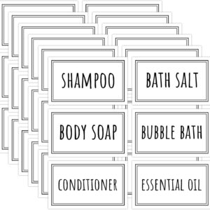 Segbeauty 36PCS Bathroom Labels - White, Self-adhesive Waterproof Labels for Bottles, Removable Soap Dispenser Stickers for Organizing Shampoo, Conditioner, Body Soap, Bath Salt, Home, Travel