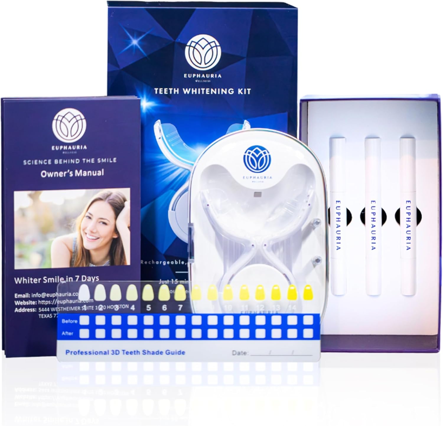 Teeth Whitening Kit with a Rechargeable Wireless Red and Blue UV Whitening Spectrum LED Lights Accelerator Mouthpiece, a Sanitizing Travel Storage Case & Three 2 ml Whitening Gel Pen (3) - Image 2