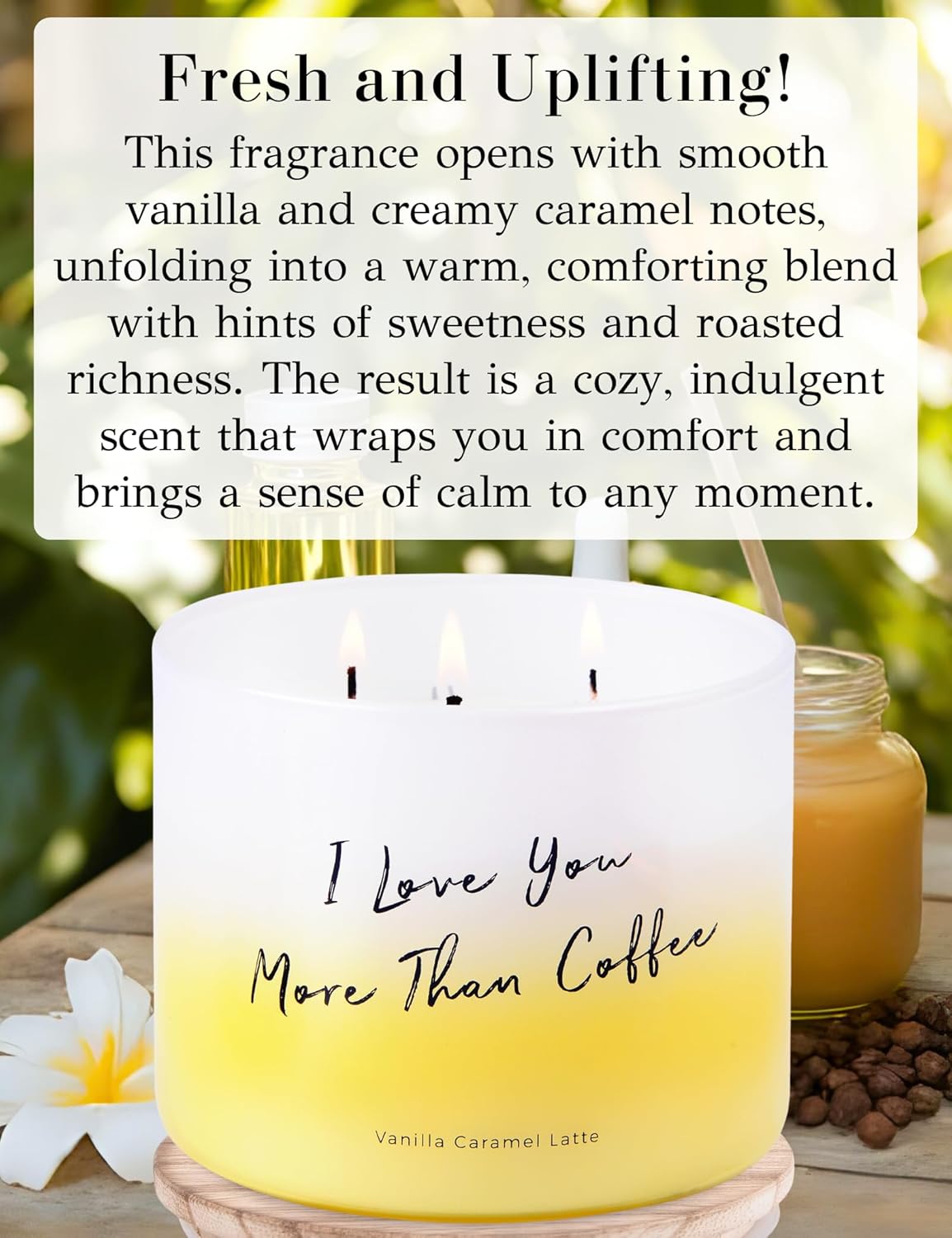 Vanilla Caramel Latte Scented Candle - Large 3 Wick Soy Candle 15.8 oz - Aromatherapy Creamy Coffee Candles for Relaxation & Stress Relief - Long Lasting Cozy Cafe Scented Candles for Women & Men - Image 2