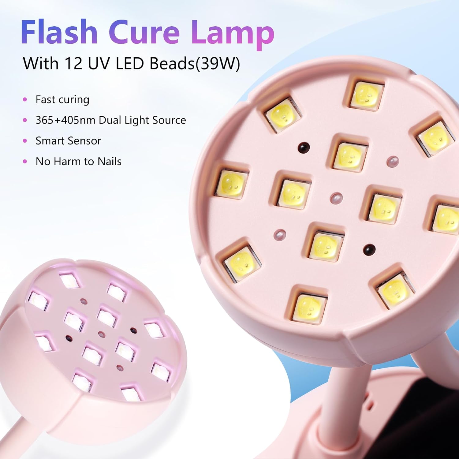 Makartt UV LED Nail Lamp - Gooseneck UV Light for Gel Nails Cherie Cordless USB 39W Nail Dryer Gel Lamp with 4 Times & Auto Sensor Professional Fast Flash Curing Polish Nail Art - Image 3