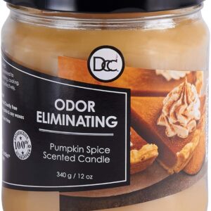Pumpkin Spice Odor Eliminating Highly Fragranced Candle - Eliminates 95% of Pet, Smoke, Food, and Other Smells Quickly - Up to 80 Hour Burn time - 12 Ounce Premium Soy Blend
