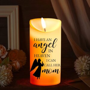 Sympathy Gifts for Loss of Mother LED Flameless Candles 3 x 6 Inch Angel Memorial Candles in Remembrance of My Mother Memorial Candles for Loss of Loved One Mom Sympathy Candle (Angel)