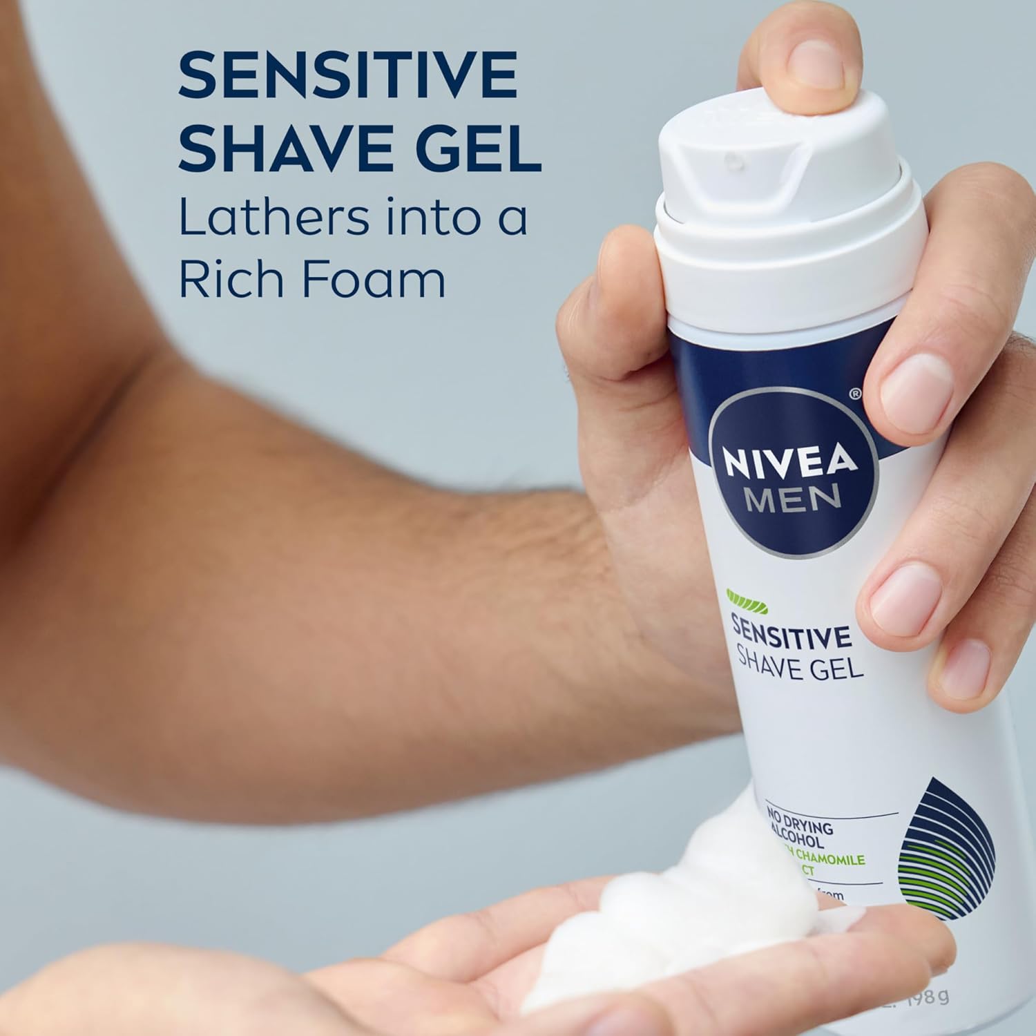 NIVEA MEN Sensitive Shave Gel with Vitamin E, Soothing Chamomile and Witch Hazel Extracts, Skin Care Gifts for Dad, 3 Pack of 7 Oz Cans - Image 3