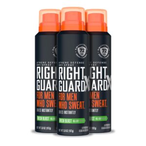 Right Guard Xtreme Defense Antiperspirant & Deodorant Spray, 5-in-1 Protection Dry Spray Deodorant For Men, Blocks Sweat 2X Longer, 72-Hour Odor Control, Fresh Blast Scent, 3.8 oz. (3 count)
