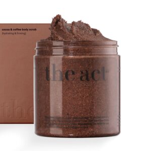 Salt Body Scrub with Cocoa & Coffee Oil, Vitamin E, Menthol - Exfoliating Body Scrub for Moisturizing Skin, Cleansing - Home Spa Care, Gift for Women Men, Vegan, Organic 10.58 Oz