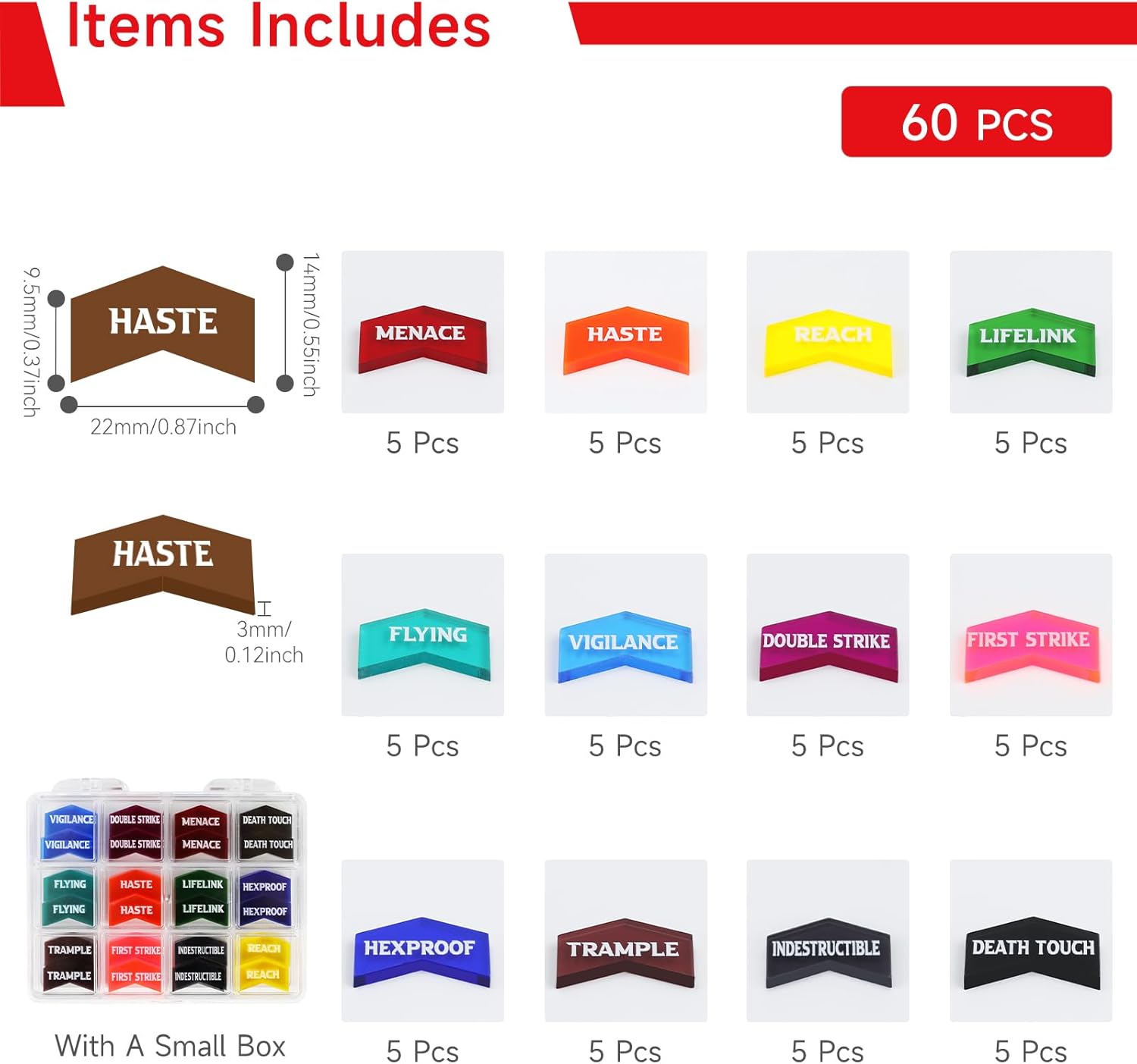 SIXPOINTS 60 Pieces MTG Keyword Counters -Set of Color Coded MTG Tokens & Box Set Compatible with Magic The Gathering, TCG, Card Games Accessories (MTG Keyword Counters) - Image 2