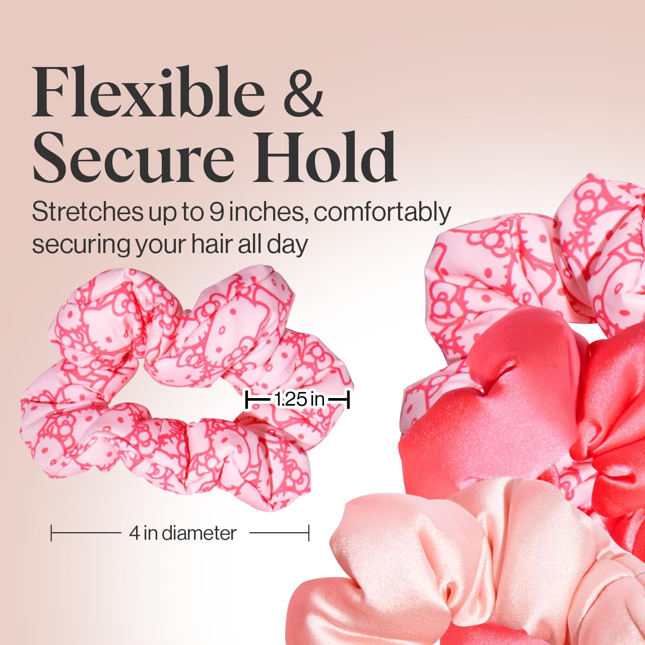 Hello Kitty x Kitsch Set of 3 Fabric Scrunchies No Crease Hair Ties - Image 4