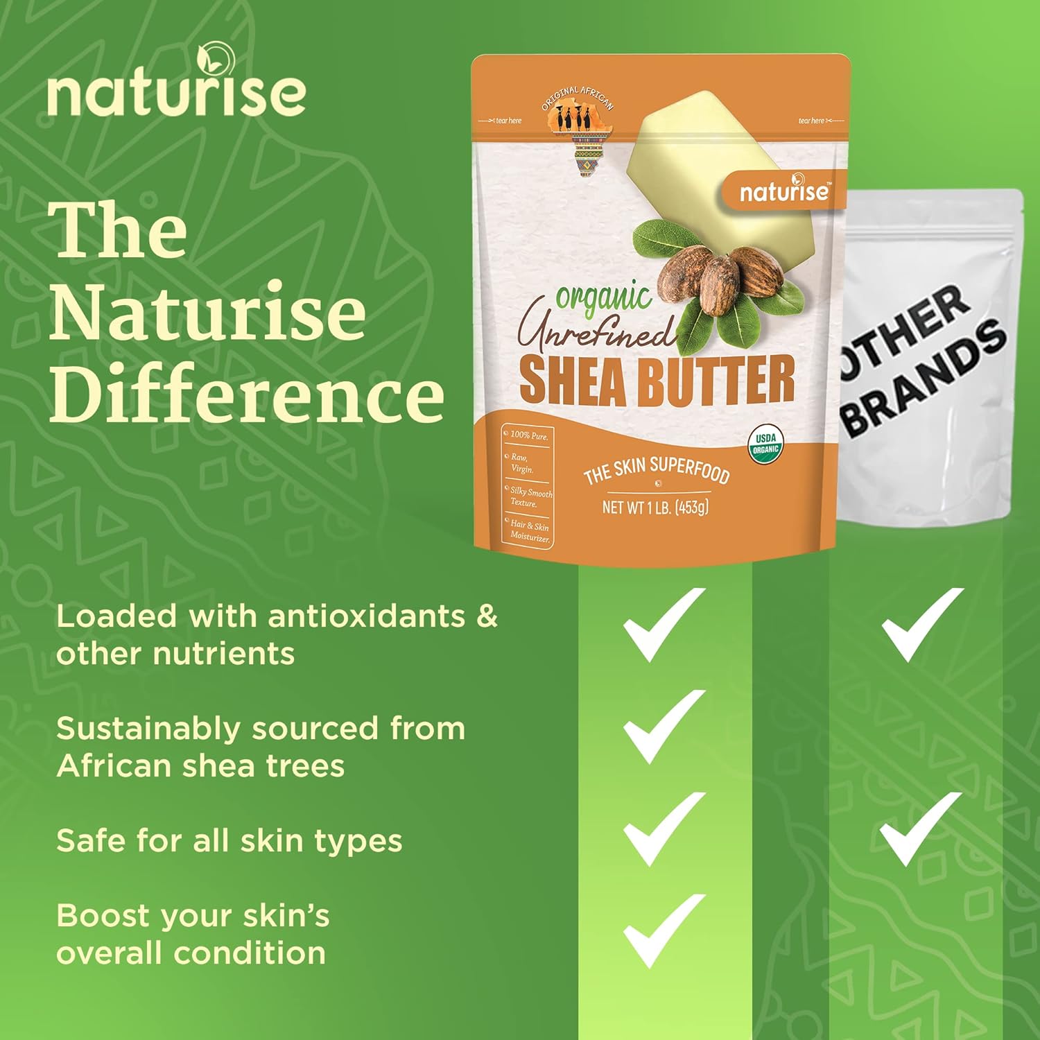 African Shea Butter Raw Organic, Pure Shea Butter Raw Organic for Skin and Hair, Shea African Butter Skin Moisturizer, Raw Shea Butter Without Artificial Fillers & GMOs, 1 lb - Image 4