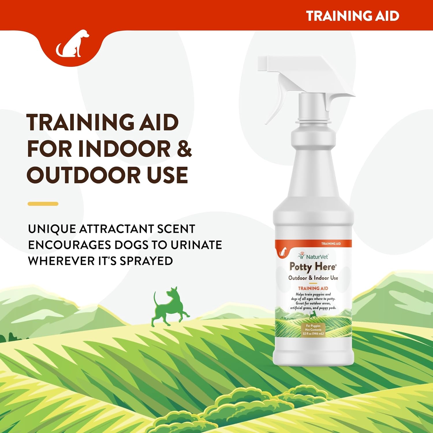 NaturVet β Potty Here Training Aid Spray | Attractive Scent Helps Train Puppies & Dogs Where To Potty | Formulated For Indoor & Outdoor Use | 32 oz - Image 3