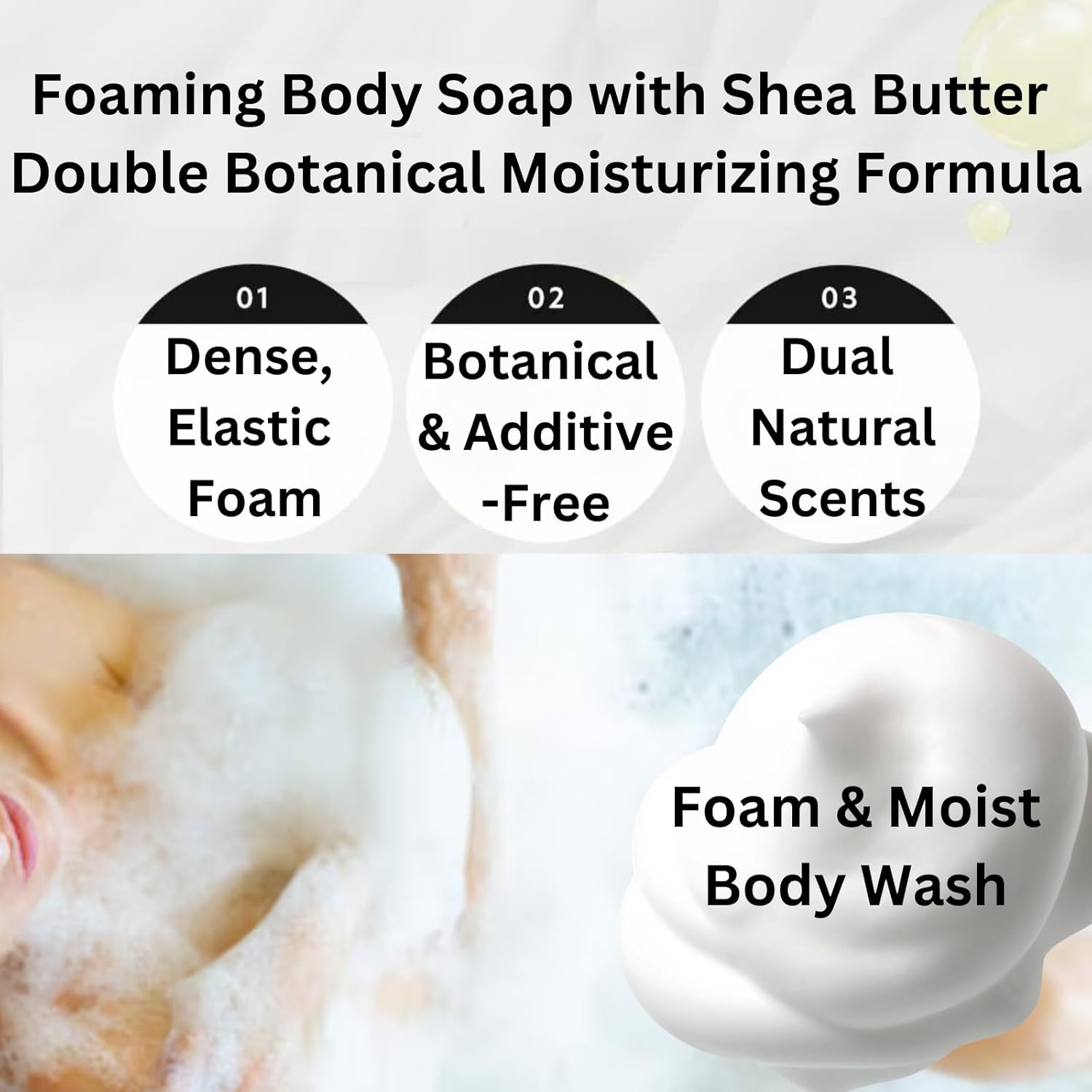 Organic Shea Butter Foaming Body Wash for Sensitive Skin, Rose Peach Scent, 15.2 Fl Oz - Image 2