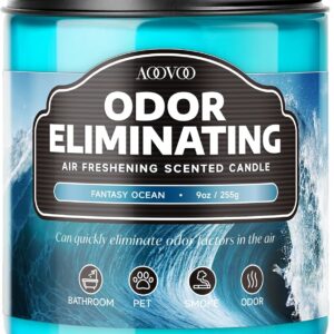 AOOVOO Fantasy Ocean Odor Eliminating Highly Fragranced Candle - Eliminates 95% of Pet, Smoke, Food, and Other Smells Quickly, Air Freshing Soy Candle, 9 oz Up to 50 Hours Burn time