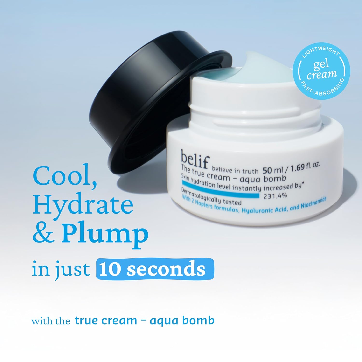 belif Aqua Bomb – Daily Niacinamide Hydrating Moisturizer, Lightweight Plumping Facial Cream with Hyaluronic Acid & Squalane, Cooling Effect, Anti-Aging Korean Skincare, 0.84 fl oz (25ml) - Image 2