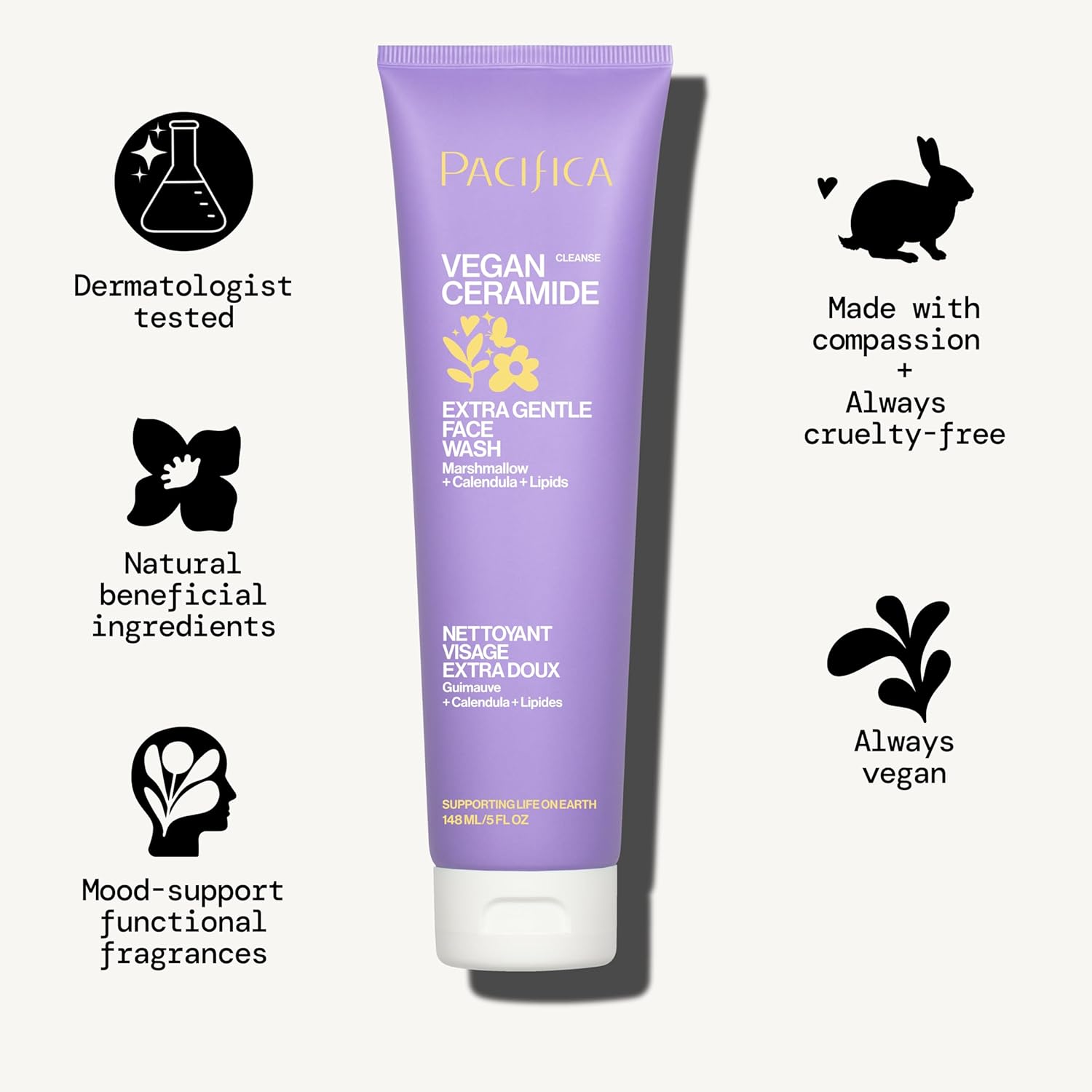 Pacifica Face Wash for Sensitive Skin Facial Cleanser Vegan Ceramide Barrier Repair Extra Gentle for Daily Fragrance Free for Sensitive Skin, Clean Beauty, Vegan & Cruelty-Free Dermatologist Tested - Image 13