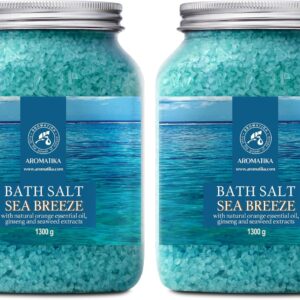 Bath Sea Salt Set 2X 46 Oz - Sea Breeze Salt - Natural Bath Sea Salts - Best for Relaxing - Calming - Body Care - Beauty - Aromatherapy