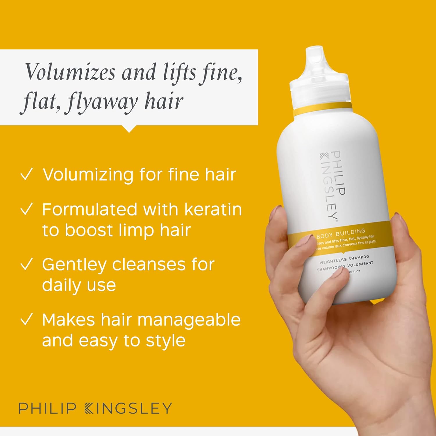 Philip Kingsley Body-Building Shampoo and Conditioner Set Volumizing Hair Products for Lifting Fine Limp Flat Flyaway Hair, Adds Volume, Lifts, and Shine - Image 2