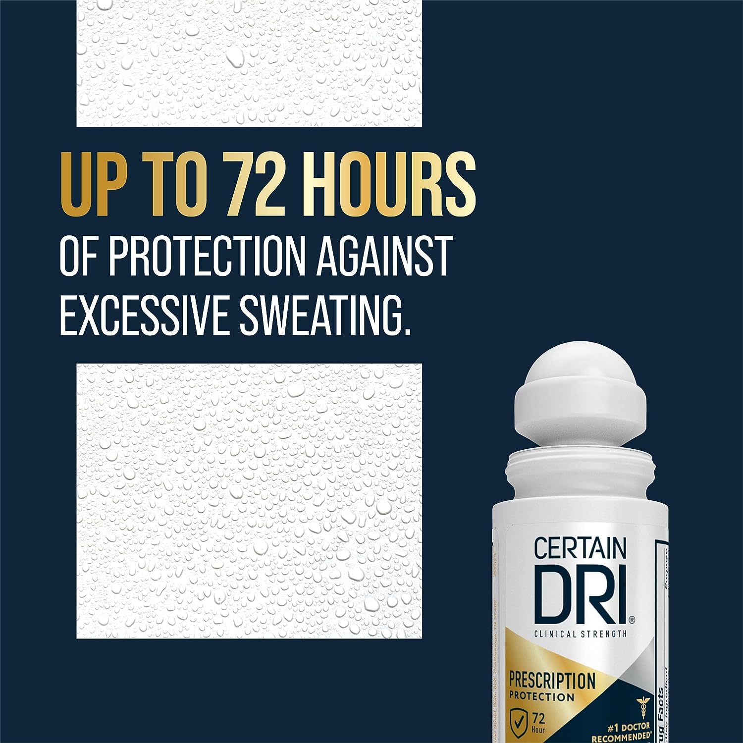 Certain Dri Prescription Strength Clinical Antiperspirant Roll-On, Hyperhidrosis Treatment for Men & Women, Long-Lasting 72hr Protection, Effective Sweat Control, Fragrance Free, 1.2 Fl oz, 3 Pack - Image 2