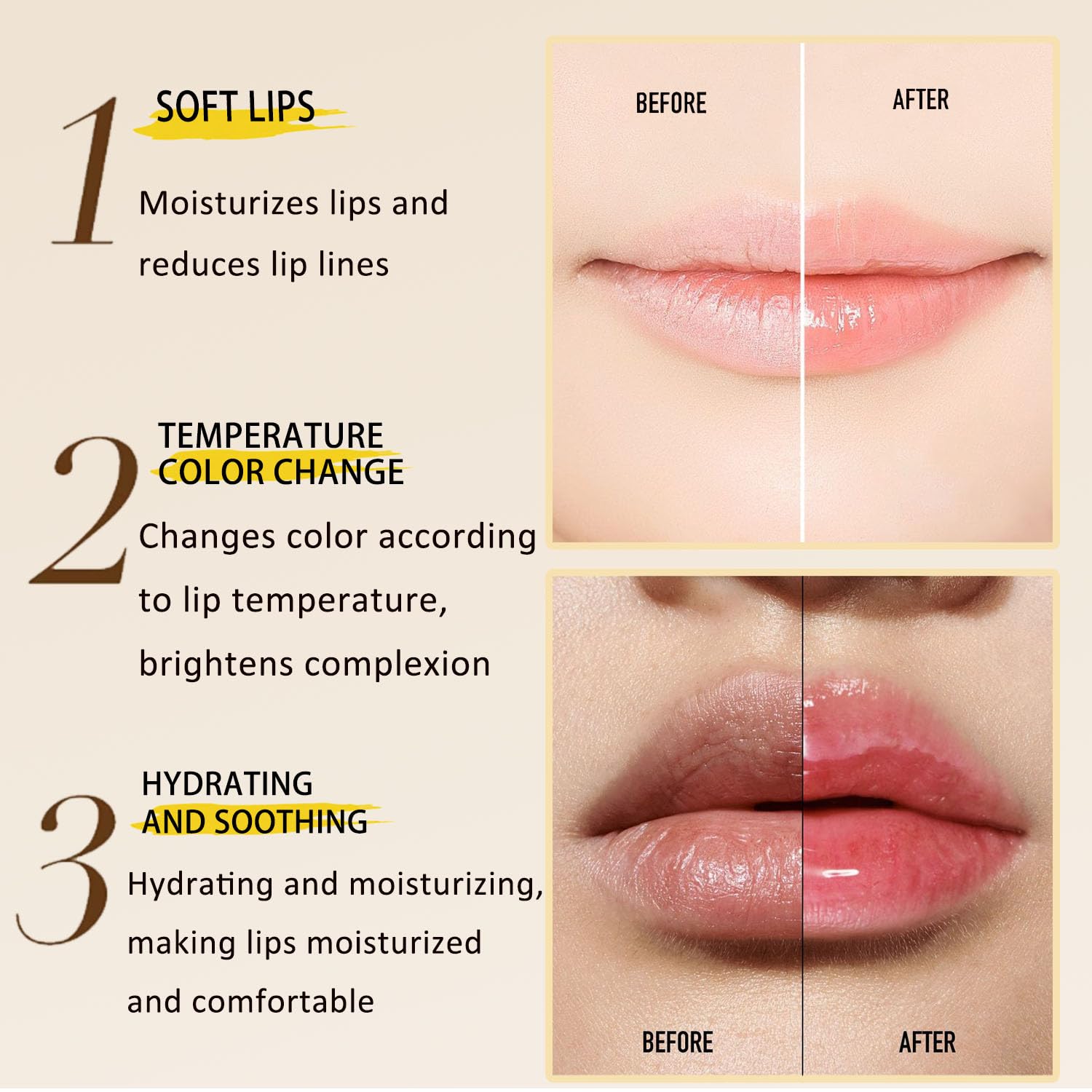 Transfer Color Changing Lipstick, Gold Crystal Color Changing Lipstick, Long Lasting Nutritious Lip, Magic Temperature Color Change Lip - Image 4