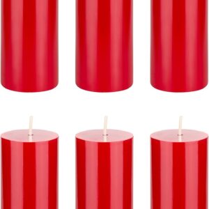Mega Candles 6 pcs Unscented Solid Red Pillar Candles, Hand Poured Premium Wax Candle 2 Inch x 6 Inch, Home Décor, Spas, Weddings, Celebrations, Party, Centerpieces, Holidays, Vigils, Prayers