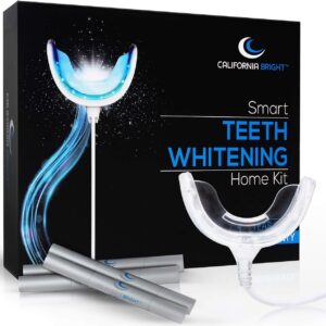 Smart Teeth Whitening Home Kit with 16X LED Light Mouthpiece, 4 Whitening Gel Pens, Portable Case and Dental Shade Guide – Smartphone & USB Compatible